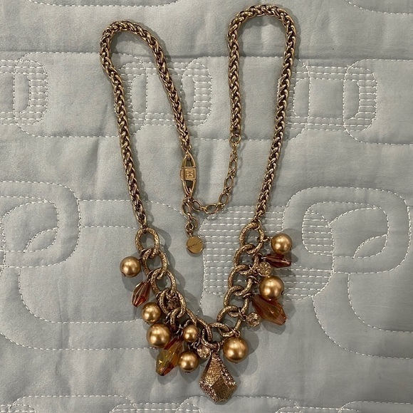 Stunning Givenchy Vintage Faux Pearl & Amber Crystals Necklace—Like New!! - Picture 2 of 10